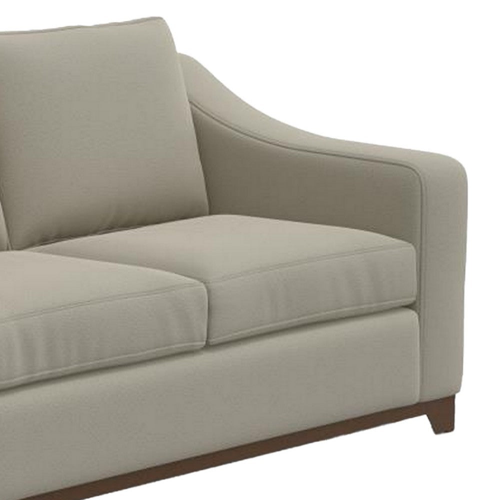 Umey Loveseat 2 Throw Pillows Modern Beige Polyester Solid Wood