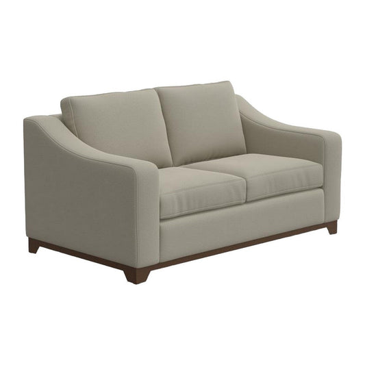 Umey Loveseat, 2 Throw Pillows, Modern Beige Polyester, Solid Wood
