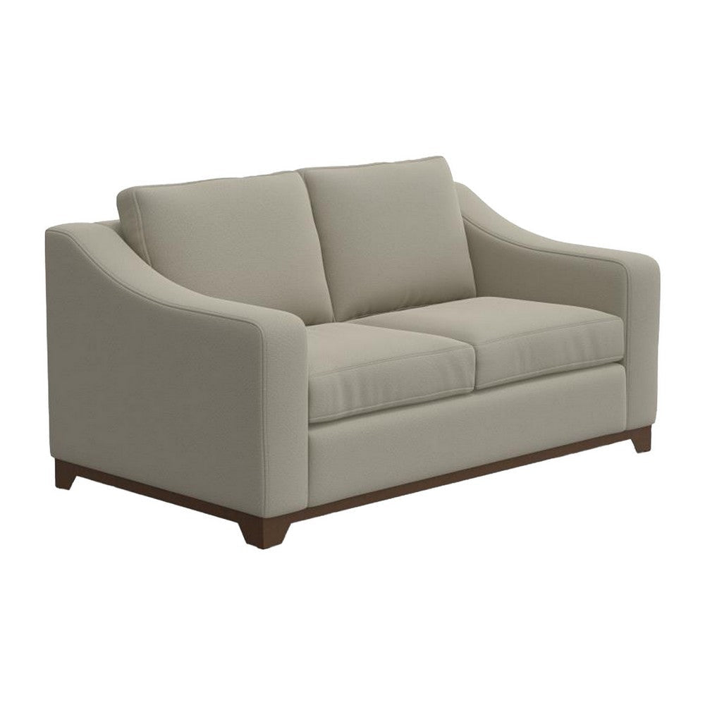 Umey Loveseat, 2 Throw Pillows, Modern Beige Polyester, Solid Wood