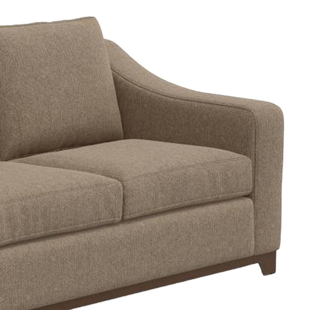 Umey Loveseat 2 Pillows Modern Light Brown Polyester Solid Wood