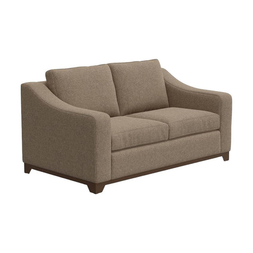 Umey Loveseat, 2 Pillows, Modern Light Brown Polyester, Solid Wood