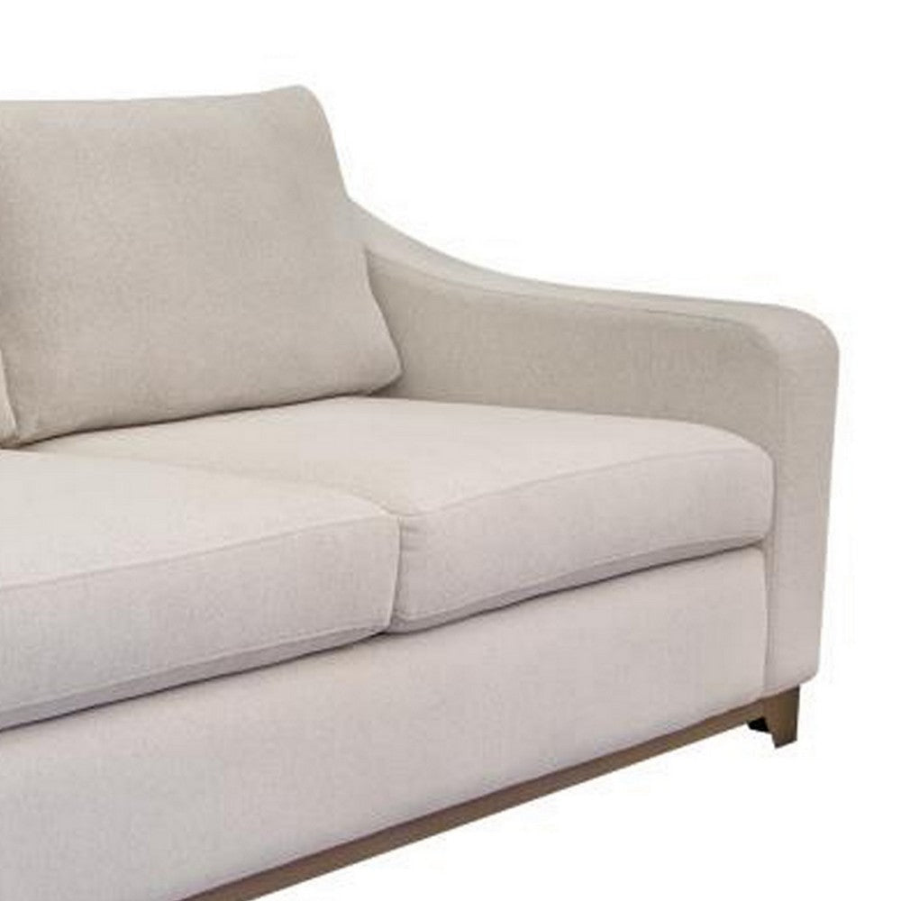 Umey Loveseat 2 Pillows Modern Ivory White Polyester Solid Wood