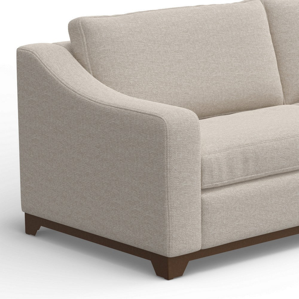 Umey Loveseat 2 Pillows Modern Ivory White Polyester Solid Wood