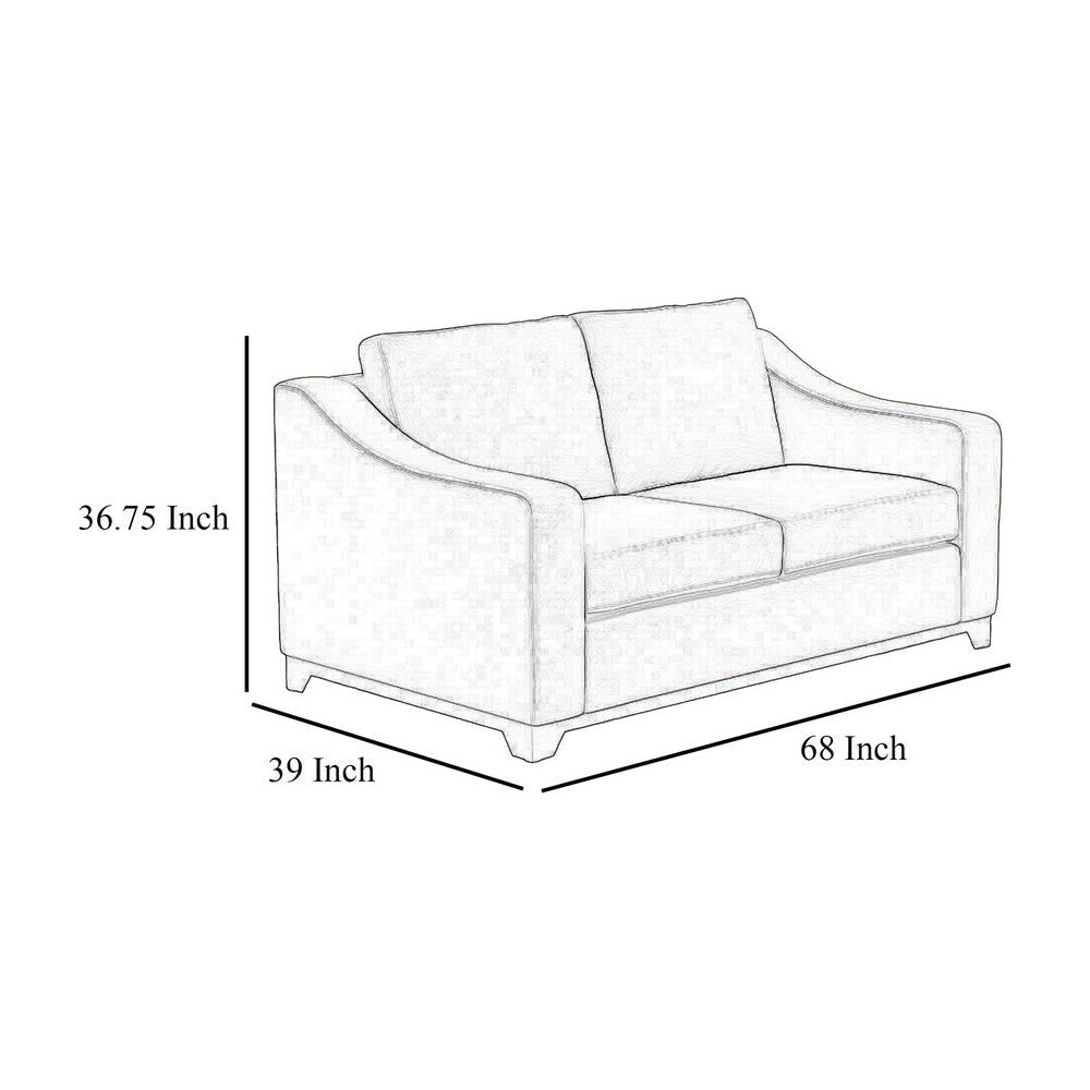 Umey Loveseat 2 Pillows Modern Ivory White Polyester Solid Wood