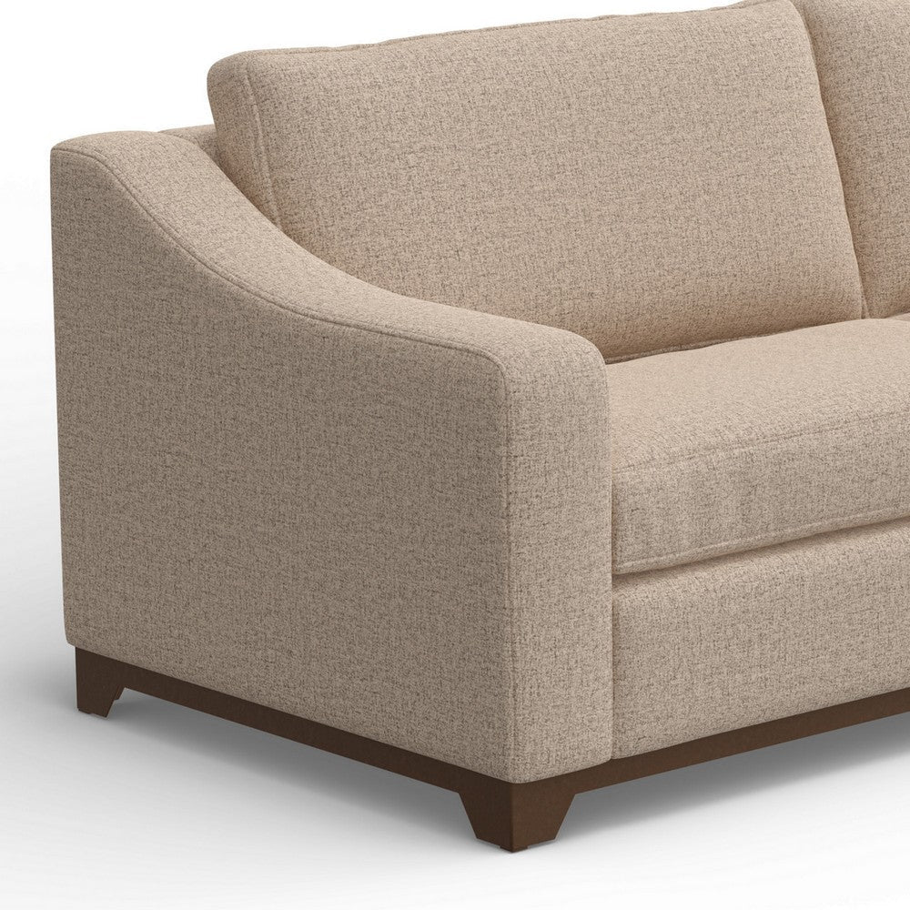 Umey Loveseat 2 Pillows Modern Cream Brown Polyester Solid Wood