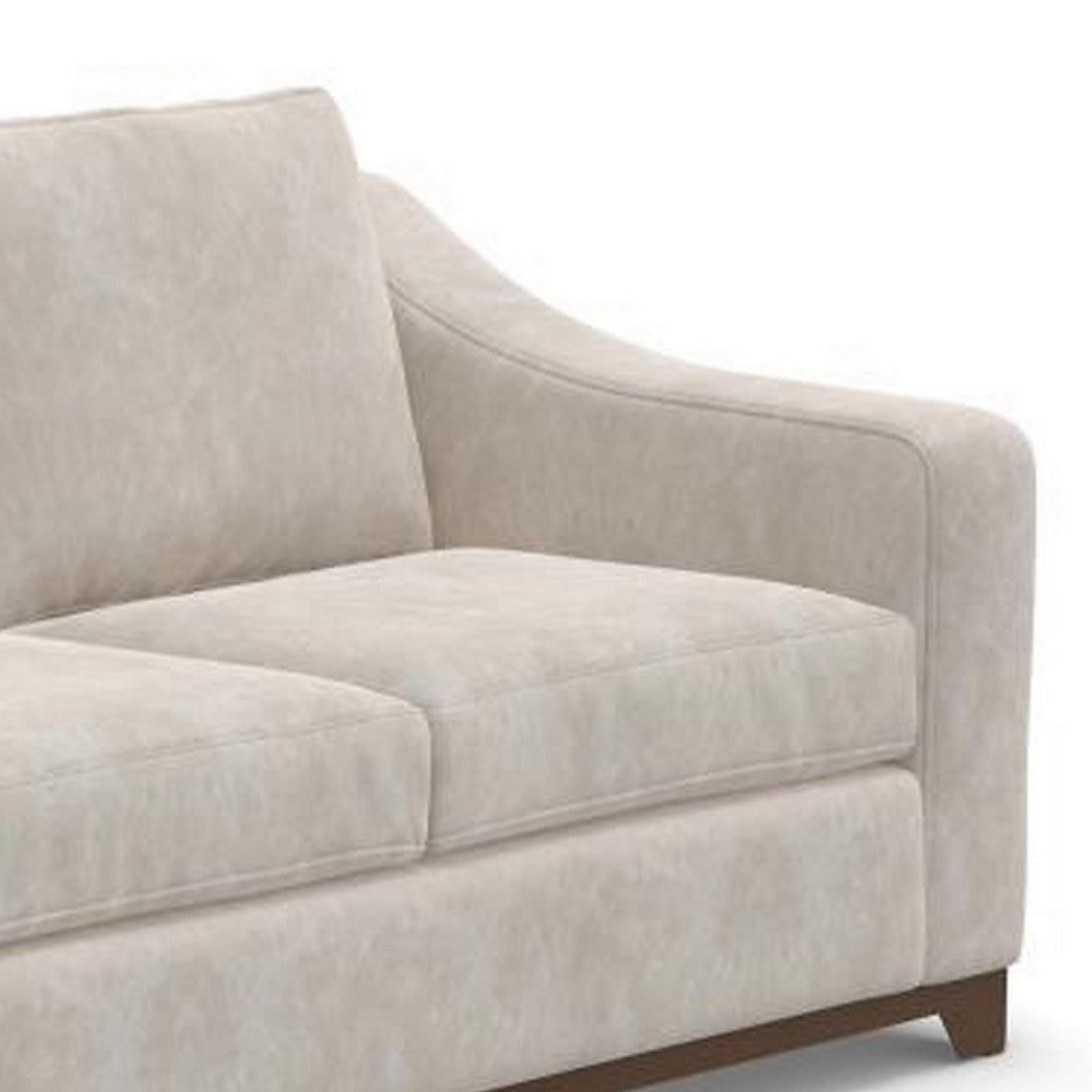 Umey Loveseat 2 Pillows Modern Ivory White Faux Leather Solid Wood