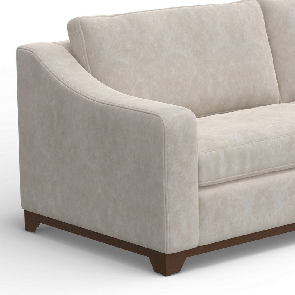 Umey Loveseat 2 Pillows Modern Ivory White Faux Leather Solid Wood