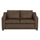 Umey Loveseat 2 Pillows Modern Dark Brown Faux Leather Solid Wood