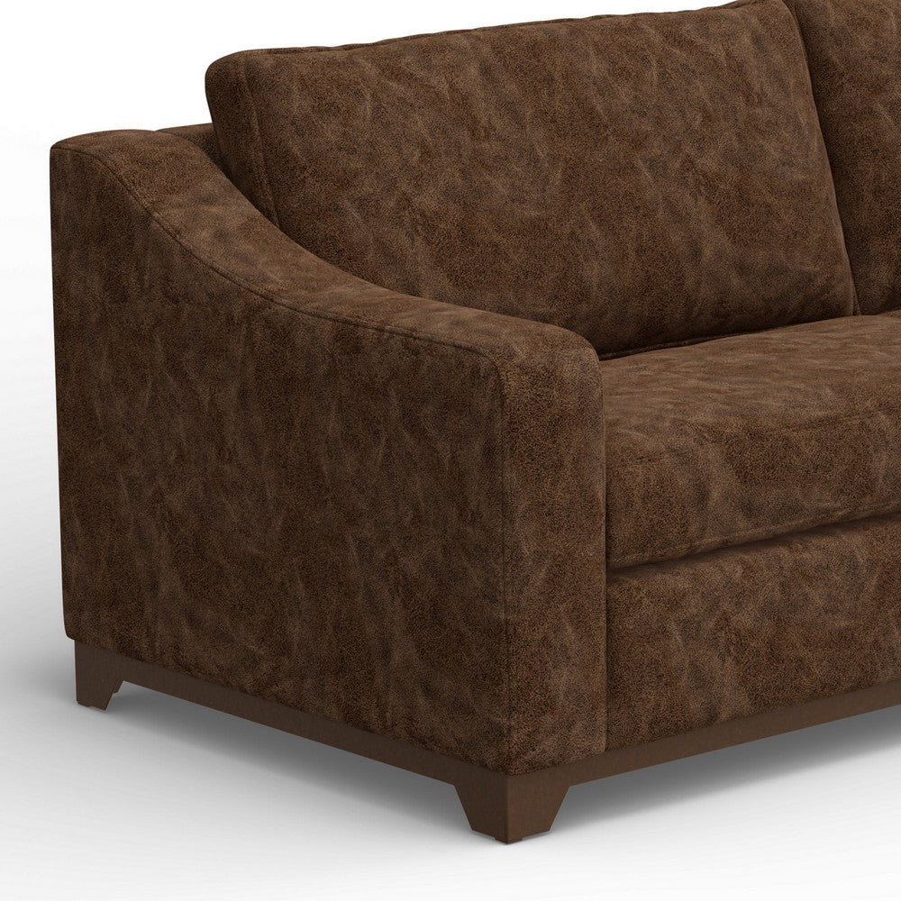 Umey Loveseat 2 Pillows Modern Dark Brown Faux Leather Solid Wood