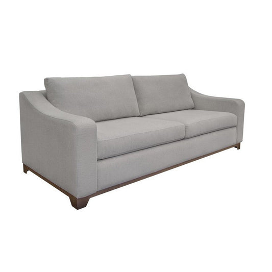 Umey Sofa, 2 Throw Pillows, Modern Beige Polyester, Solid Wood Frame