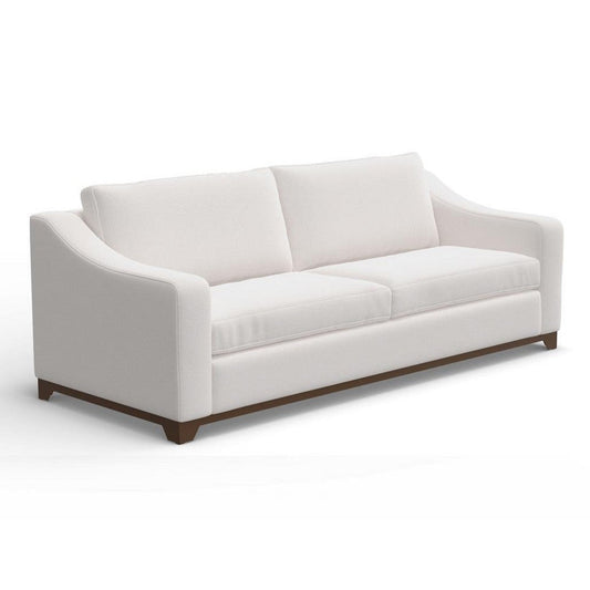 Umey Sofa, 2 Throw Pillows, Modern Clean White Polyester, Solid Wood