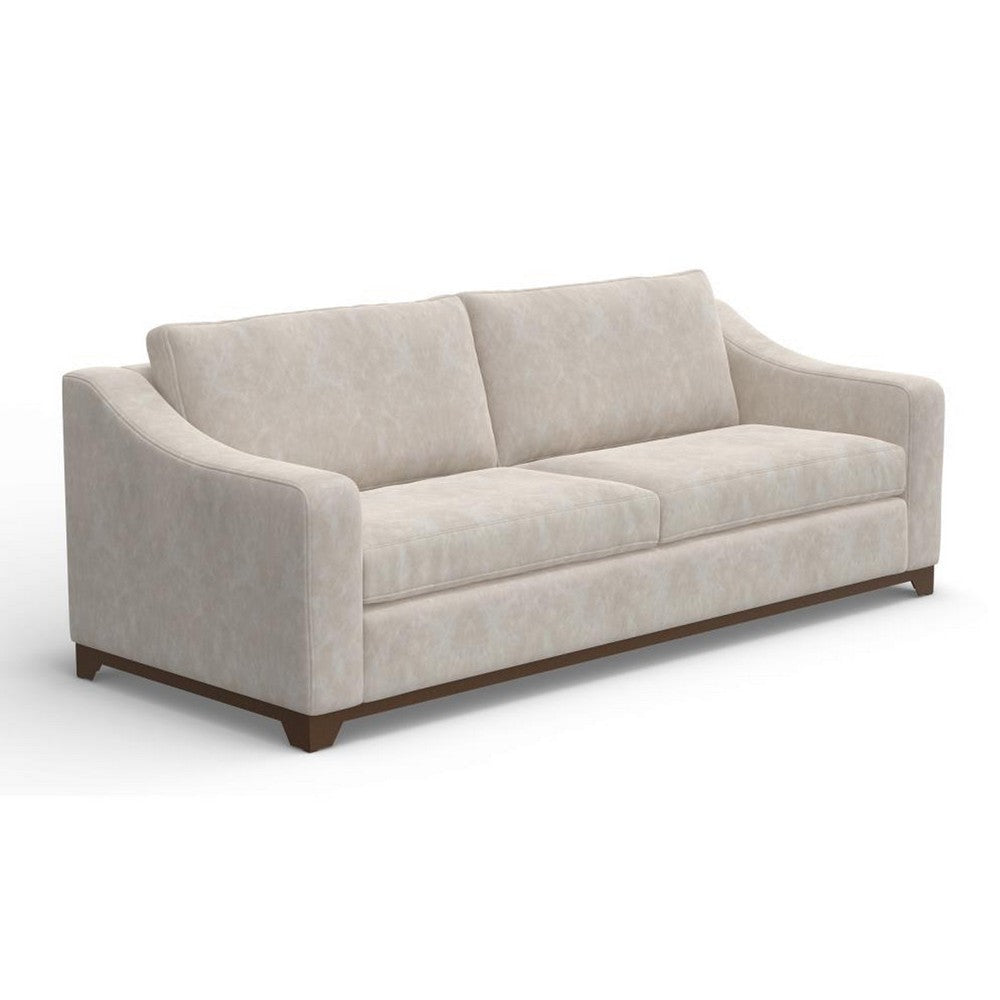 Umey Sofa, 2 Pillows, Modern Ivory White Faux Leather, Solid Wood