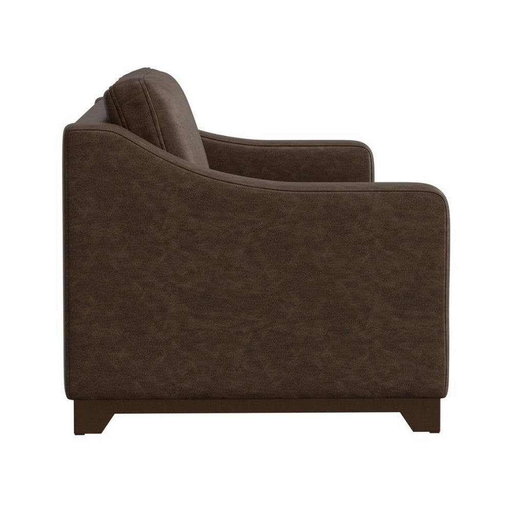 Umey Sofa 2 Throw Pillows Modern Dark Brown Faux Leather Solid Wood