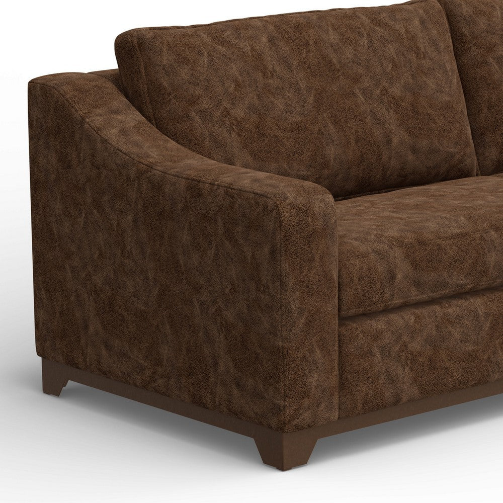 Umey Sofa 2 Throw Pillows Modern Dark Brown Faux Leather Solid Wood