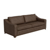Umey Sofa, 2 Throw Pillows, Modern Dark Brown Faux Leather, Solid Wood