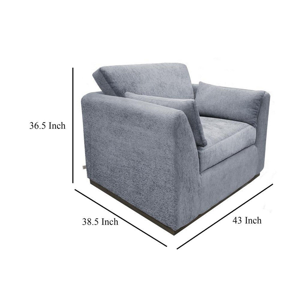 Sian Armchair 1 Accent Throw Loose Pillow Back Soft Gray Polyester