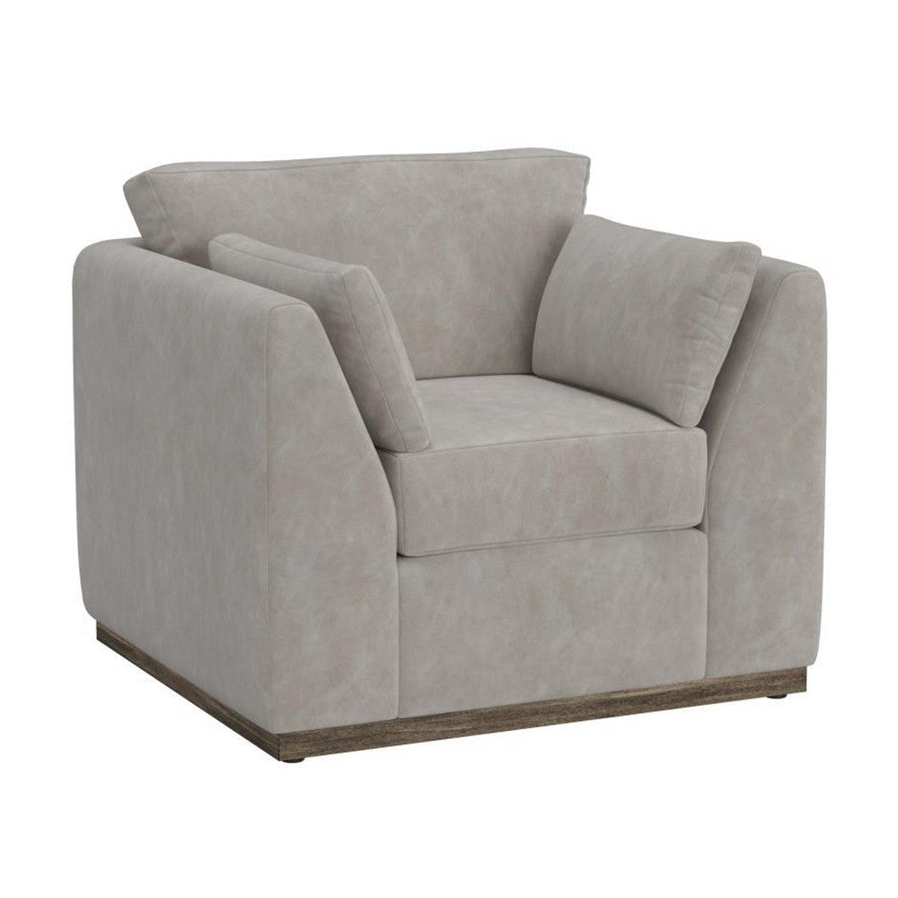 Sian Armchair, 1 Accent Throw, Loose Pillow Back, Ivory Faux Leather