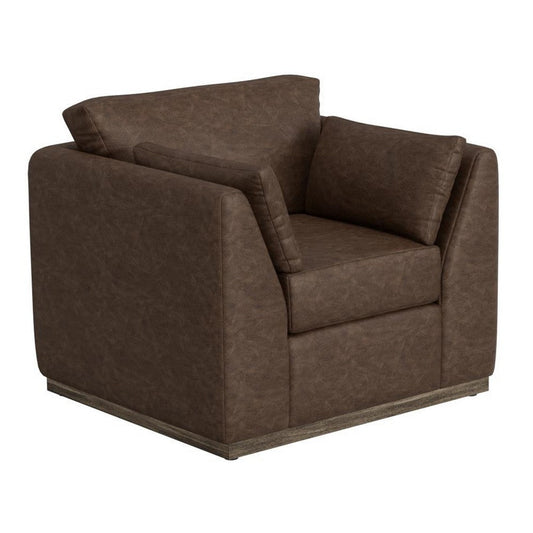 Sian Armchair, 1 Accent Throw, Pillow Back, Dark Brown Faux Leather