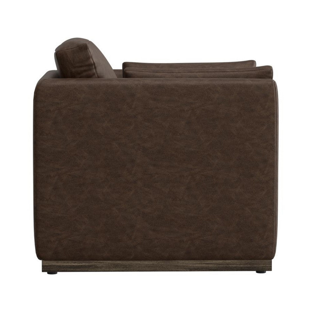 Sian Armchair 1 Accent Throw Pillow Back Dark Brown Faux Leather