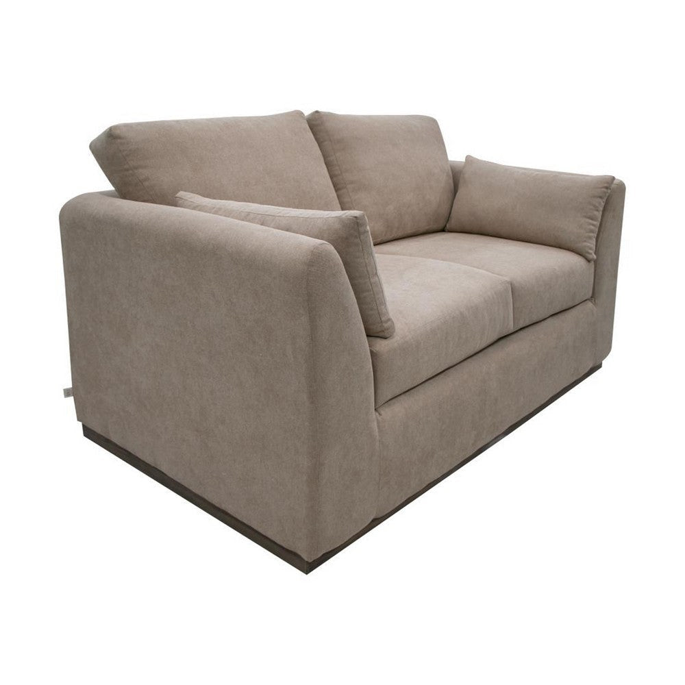 Sian Loveseat, 1 Accent Throw, Pillow Back, Light Brown Polyester