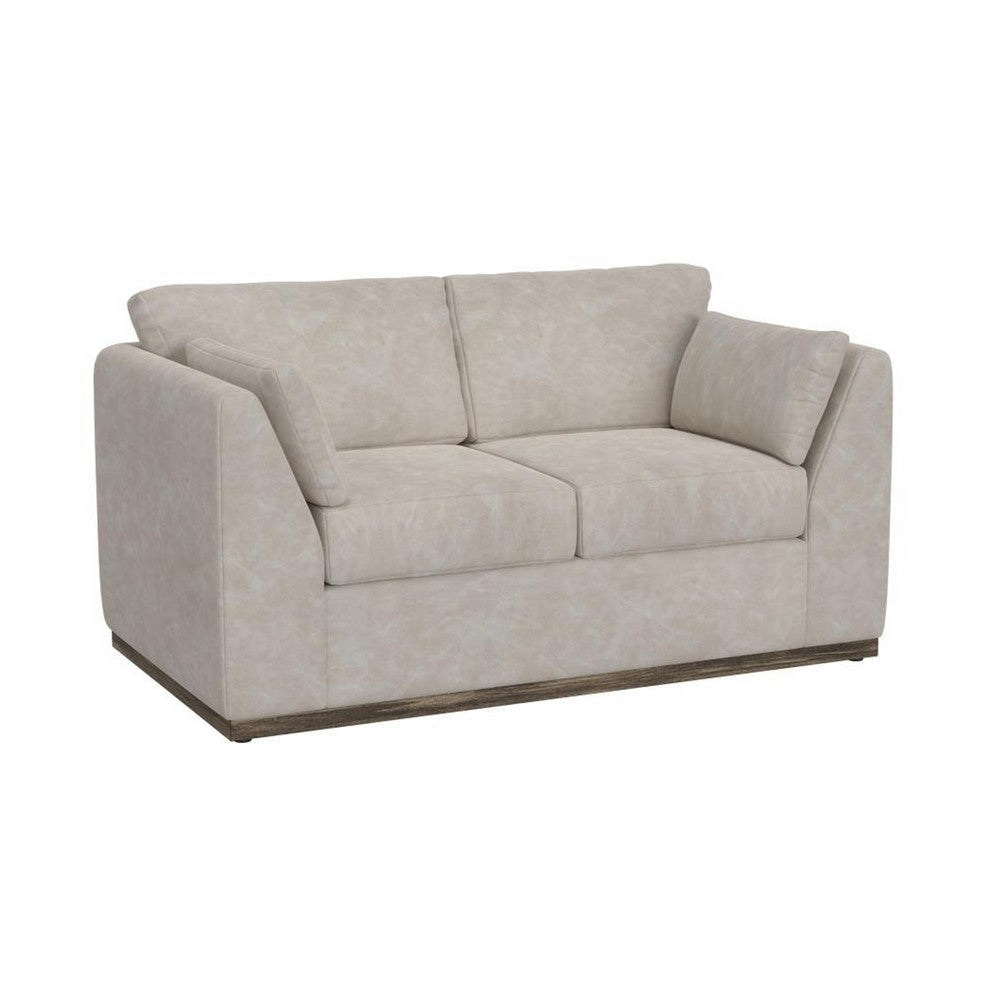 Sian Loveseat, 1 Accent Throw, Loose Pillow Back, Ivory Faux Leather