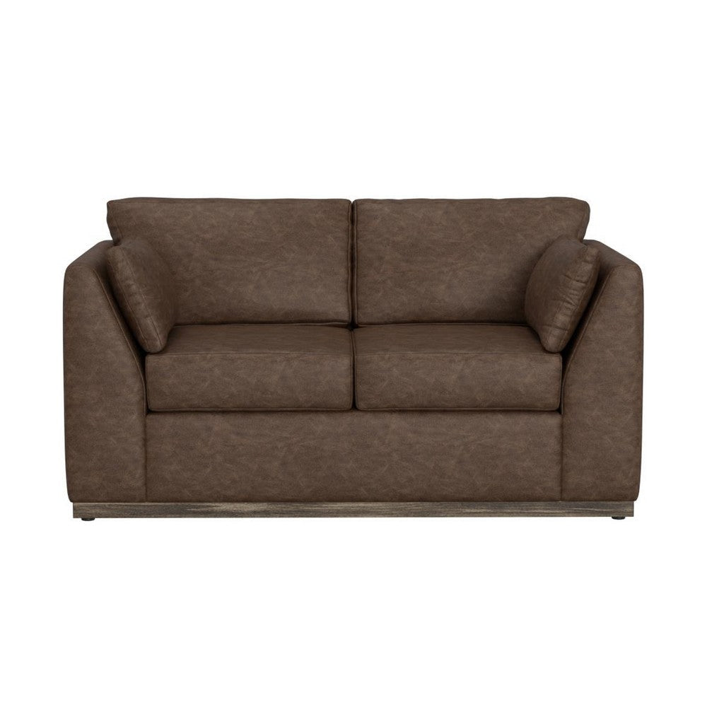 Sian Loveseat 1 Accent Throw Pillow Back Dark Brown Faux Leather