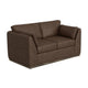 Sian Loveseat, 1 Accent Throw, Pillow Back, Dark Brown Faux Leather