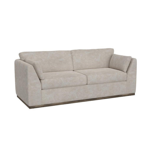 Sian Sofa, 2 Accent Throws, Loose Pillow Back, Ivory Faux Leather