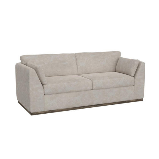 Sian Sofa, 2 Accent Throws, Loose Pillow Back, Ivory Faux Leather