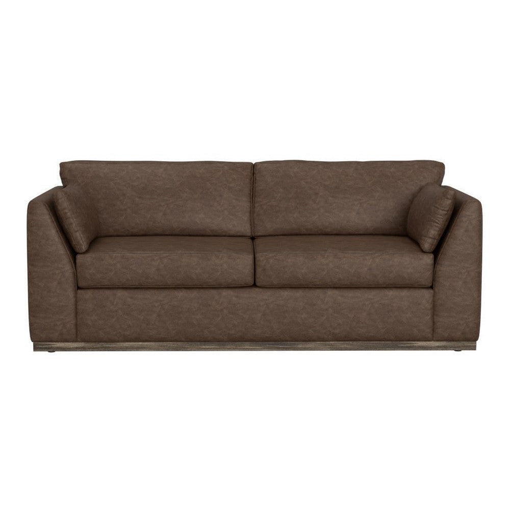 Sian Sofa 2 Accent Throws Loose Pillow Back Dark Brown Faux Leather