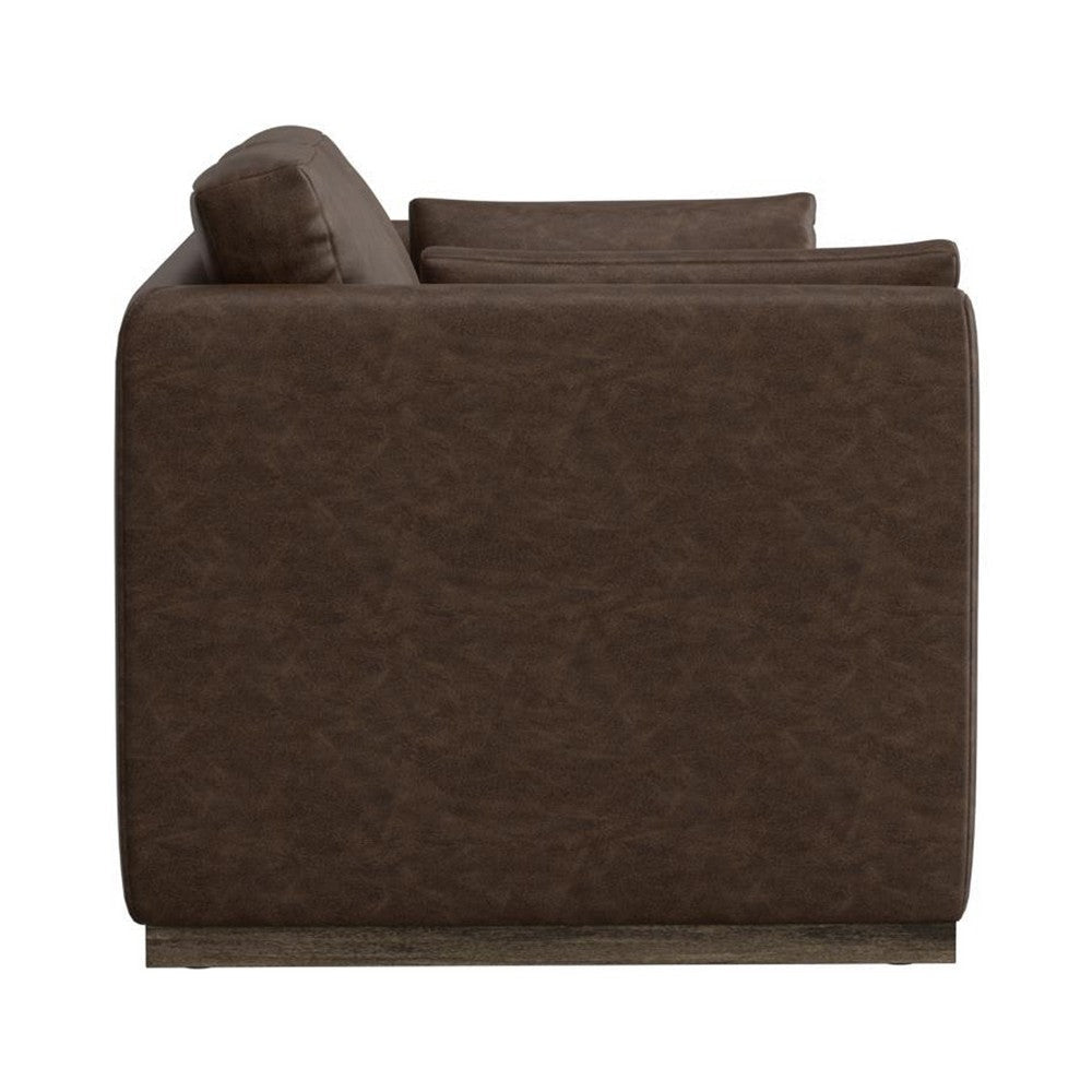 Sian Sofa 2 Accent Throws Loose Pillow Back Dark Brown Faux Leather