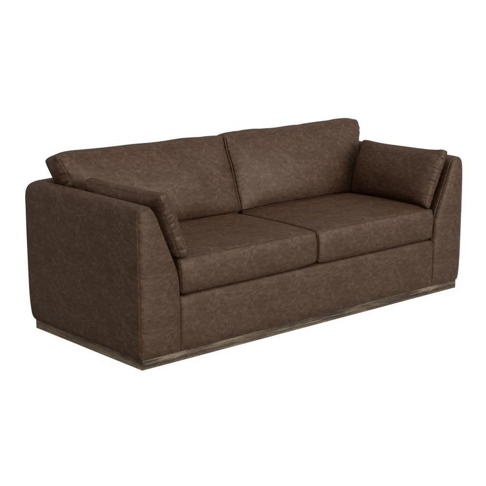 Sian Sofa, 2 Accent Throws, Loose Pillow Back, Dark Brown Faux Leather