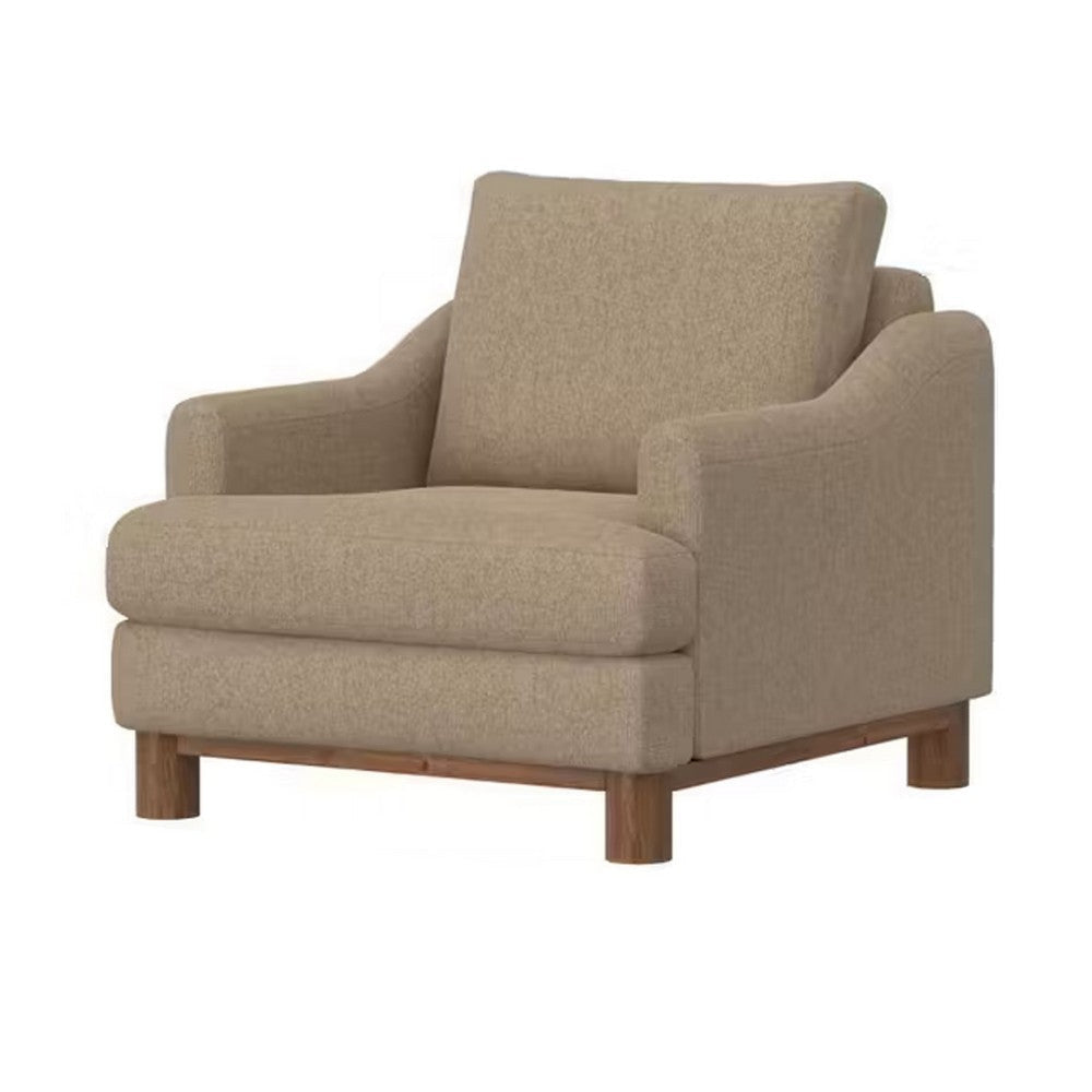 Bery Accent Sofa Armchair Solid Pine Wood Camel Brown Polyester BM331313