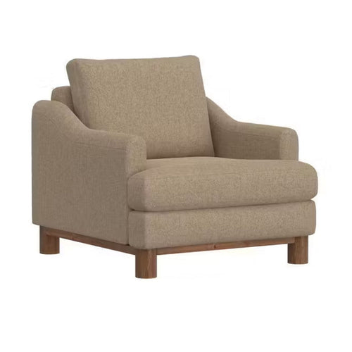 Bery Accent Sofa Armchair, Solid Pine Wood, Camel Brown Polyester