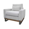 Bery Accent Sofa Armchair Solid Pine Wood Ivory White Faux Leather BM331316