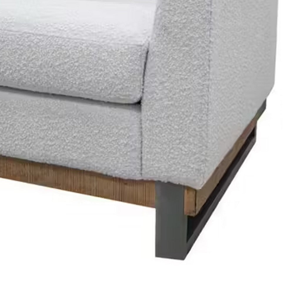 Bery Accent Sofa Armchair Solid Pine Wood Ivory White Faux Leather BM331316