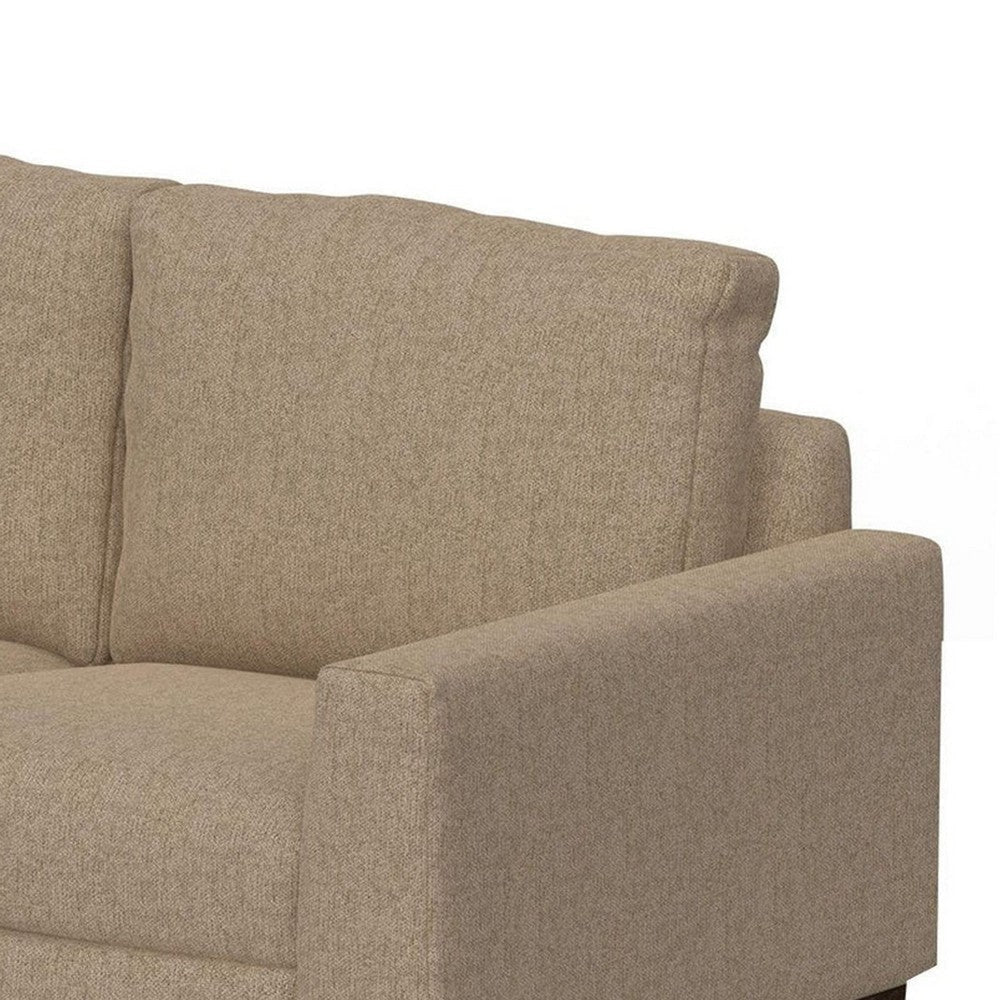 Bery Loveseat Modern Solid Pine Wood Base Camel Brown Polyester