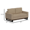Bery Loveseat Modern Solid Pine Wood Base Camel Brown Polyester