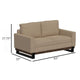 Bery Loveseat Modern Solid Pine Wood Base Camel Brown Polyester