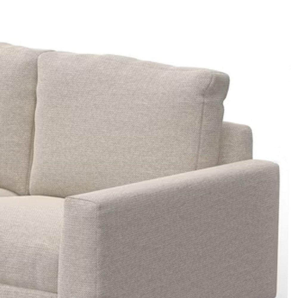 Bery Loveseat Modern Solid Pine Wood Base Light Beige Polyester