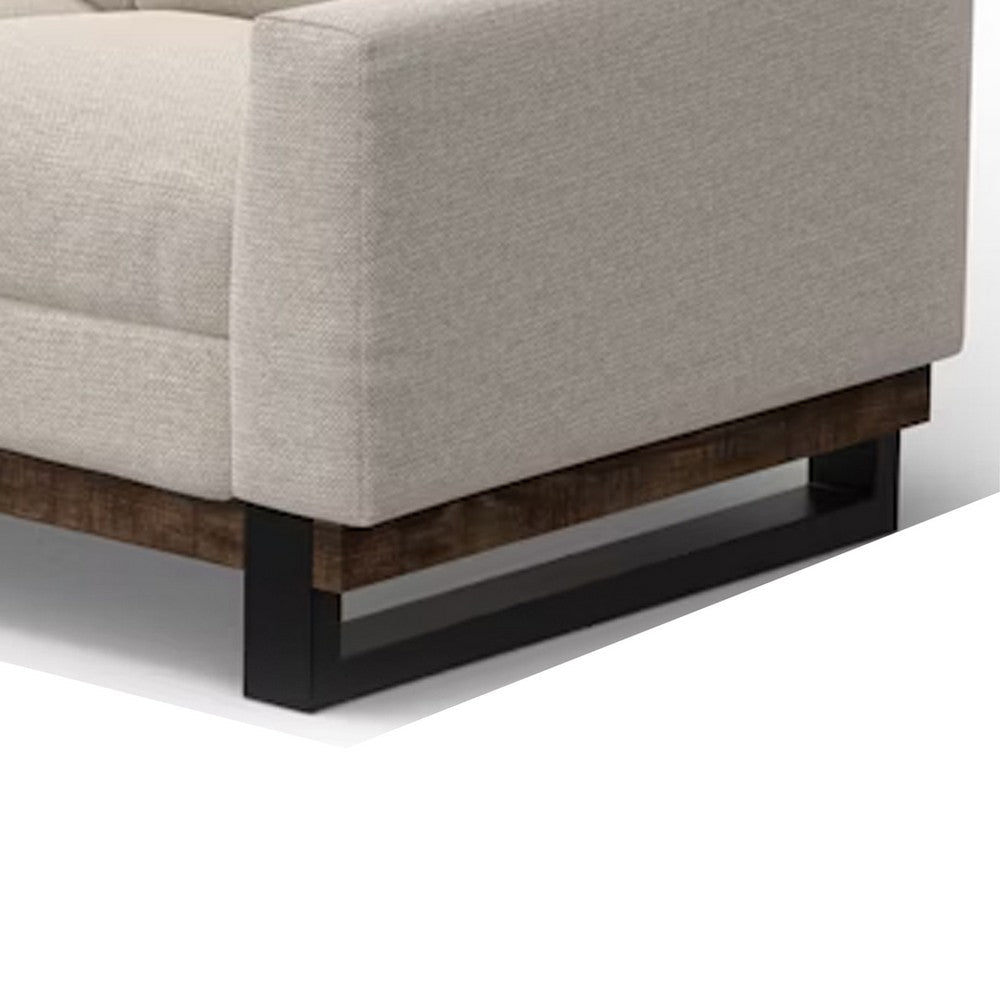 Bery Loveseat Modern Solid Pine Wood Base Light Beige Polyester