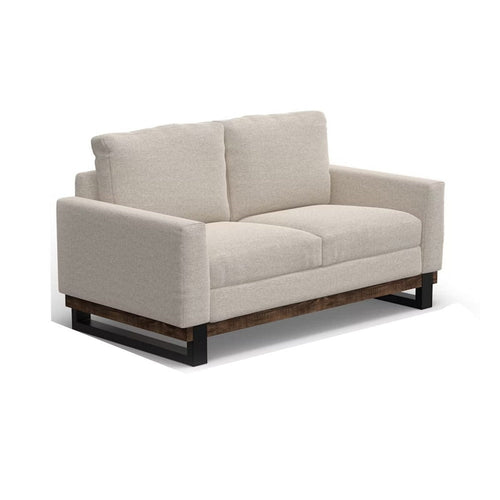 Bery Loveseat, Modern Solid Pine Wood Base, Light Beige Polyester