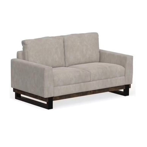 Bery Loveseat, Modern Solid Pine Wood Base, Ivory White Faux Leather