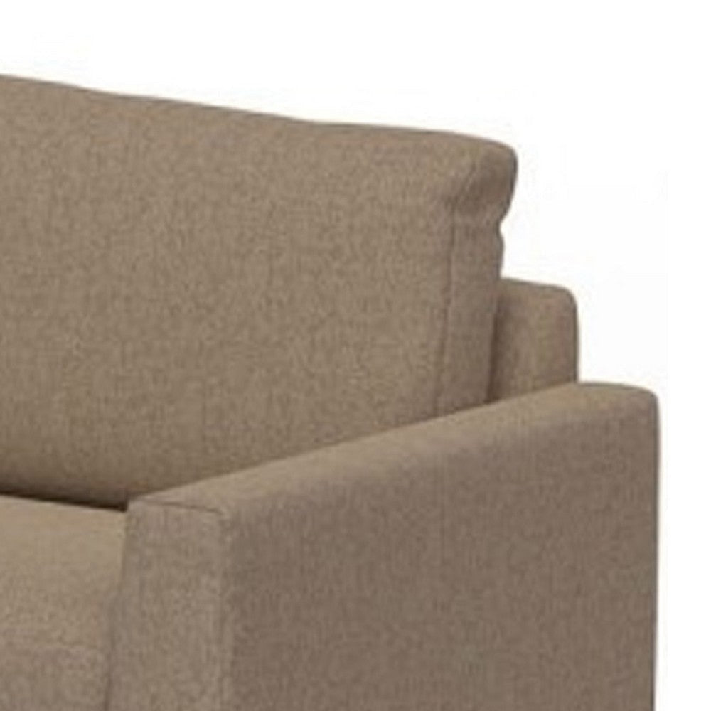 Bery Sofa Modern Solid Pine Wood Base Soft Camel Brown Polyester