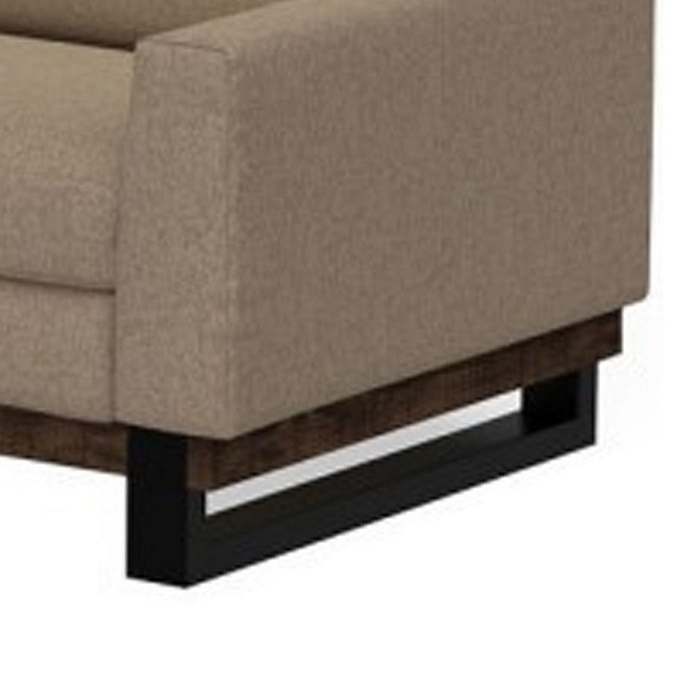 Bery Sofa Modern Solid Pine Wood Base Soft Camel Brown Polyester