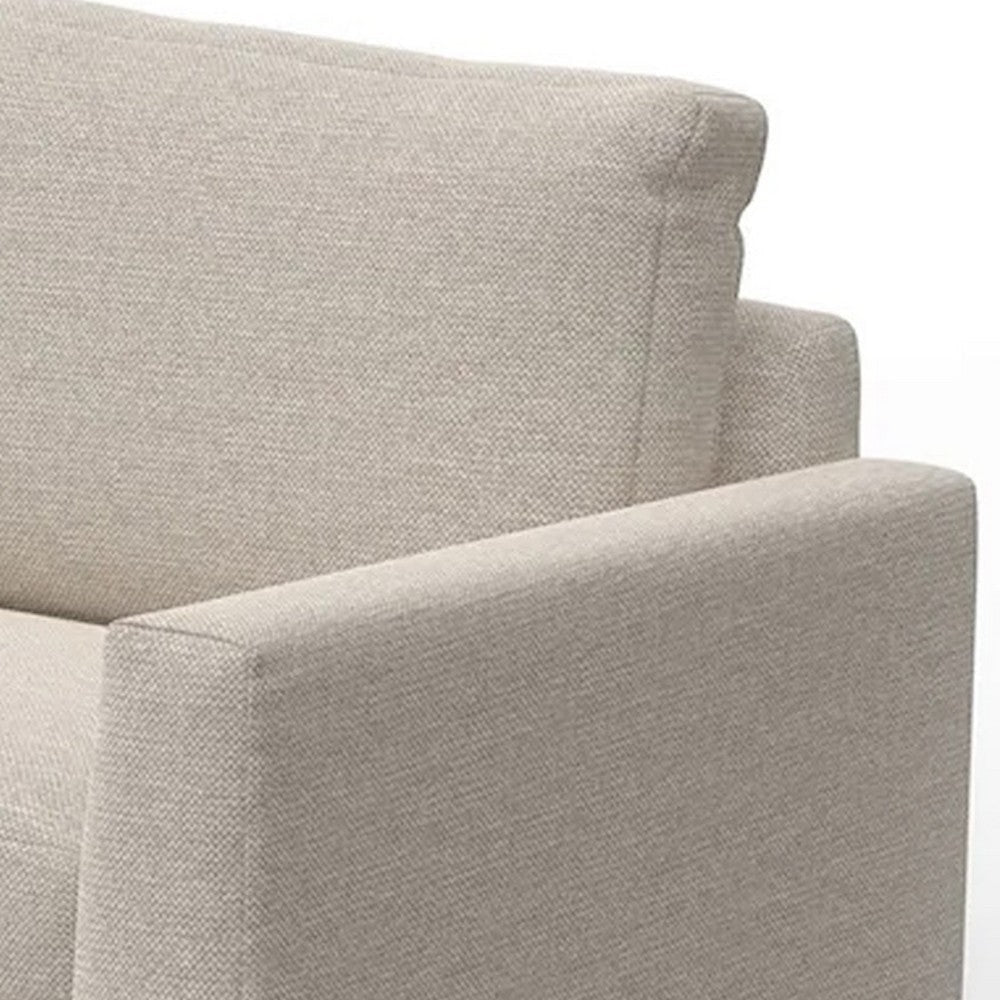 Bery Sofa Modern Solid Pine Wood Base Soft Light Beige Polyester