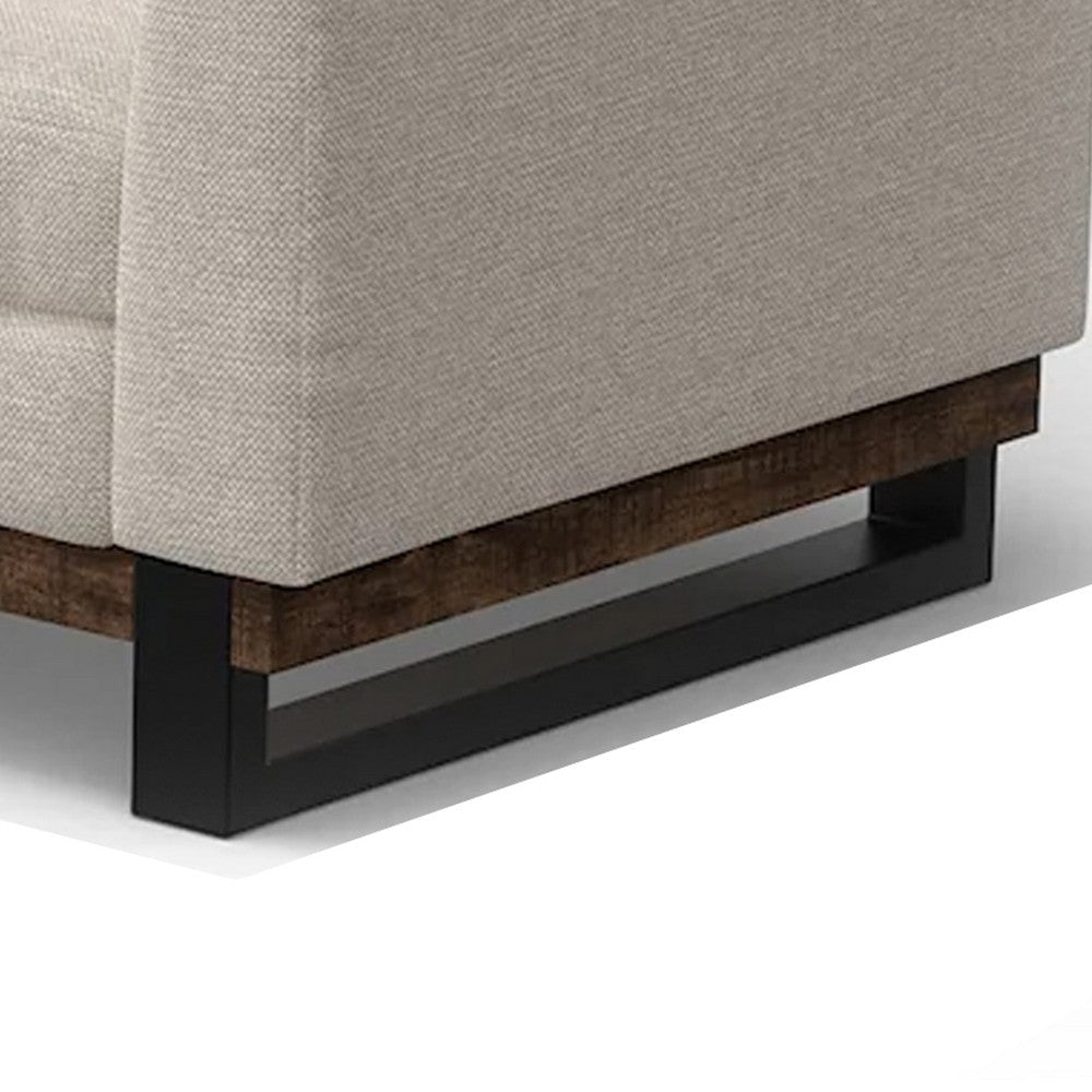 Bery Sofa Modern Solid Pine Wood Base Soft Light Beige Polyester