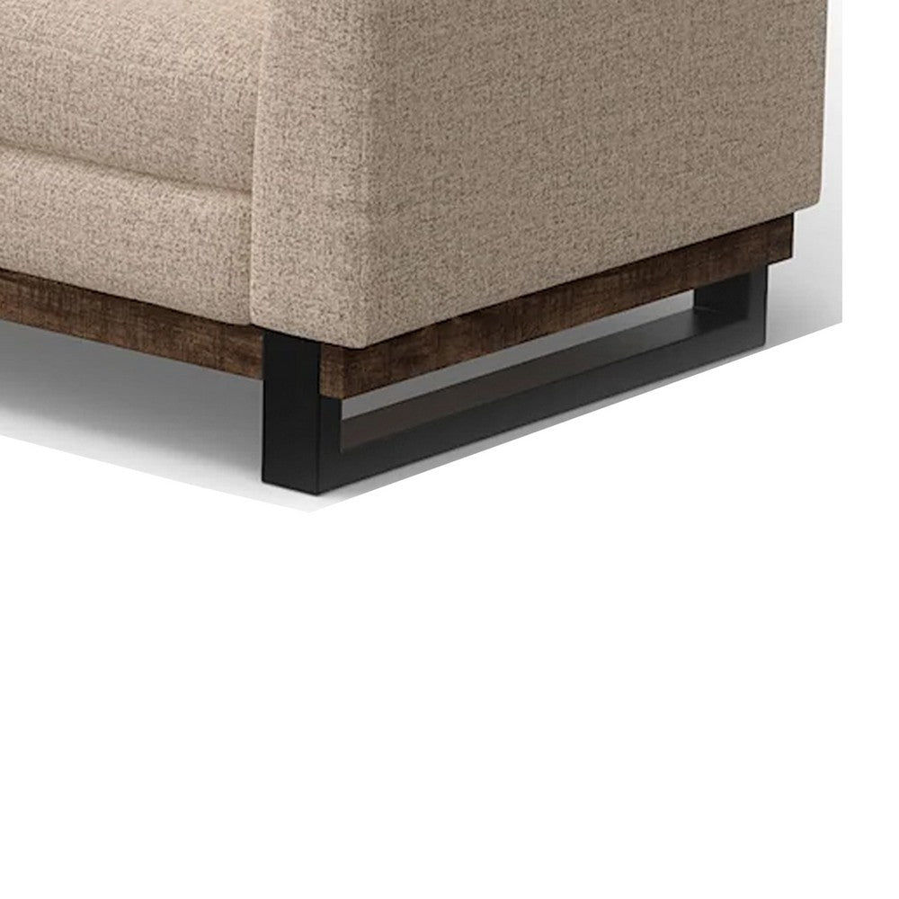 Bery Sofa Modern Solid Pine Wood Base Soft Light Brown Polyester