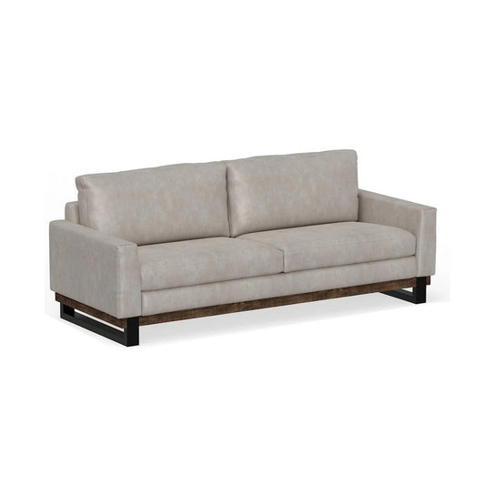 Bery Sofa, Modern Solid Pine Wood Base, Soft Ivory White Faux Leather