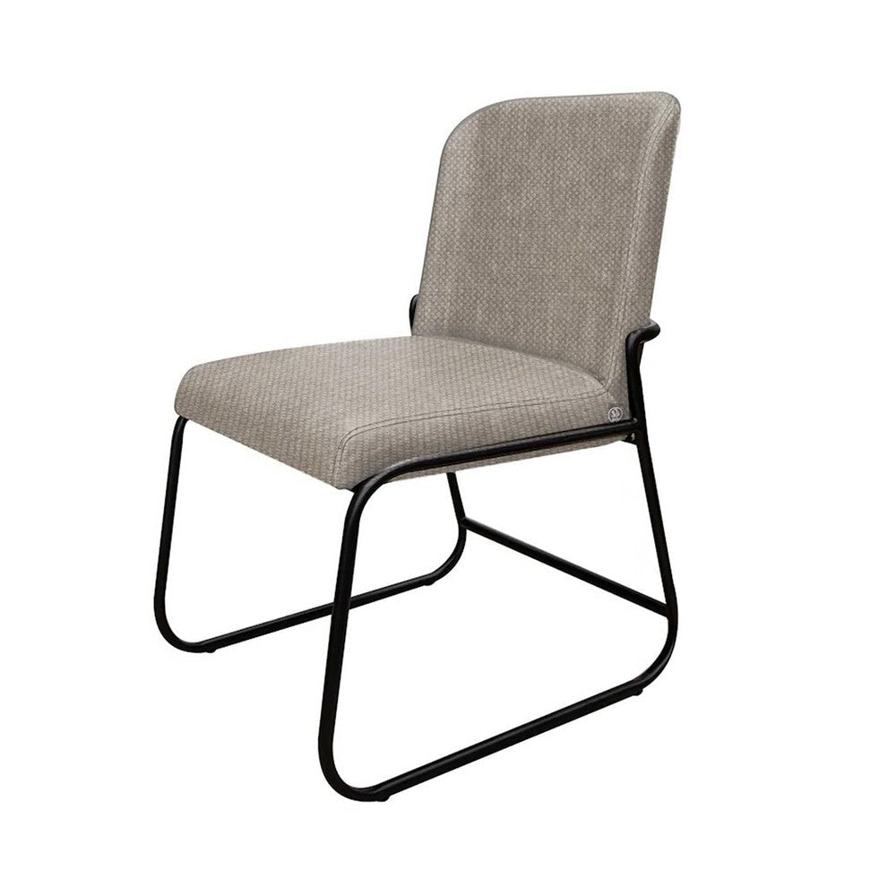 Jenny Dining Side Chair Set of 2 Beige Polyester Black Iron Frame